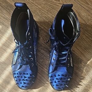 Elegant Black and Blue Lace-Up Women's Boots